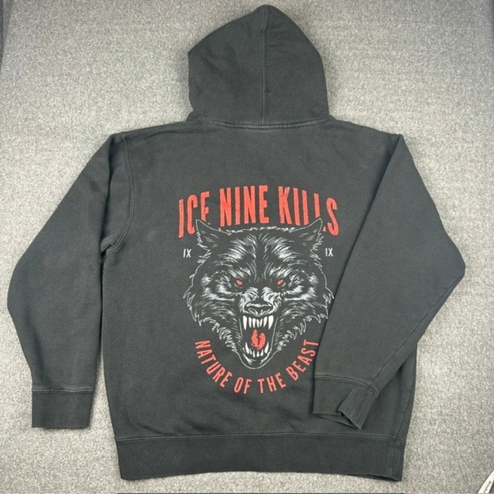 Ice Nine Kills Nature of the Beast Wolf Graphic Hoodie Faded Black Mens XL